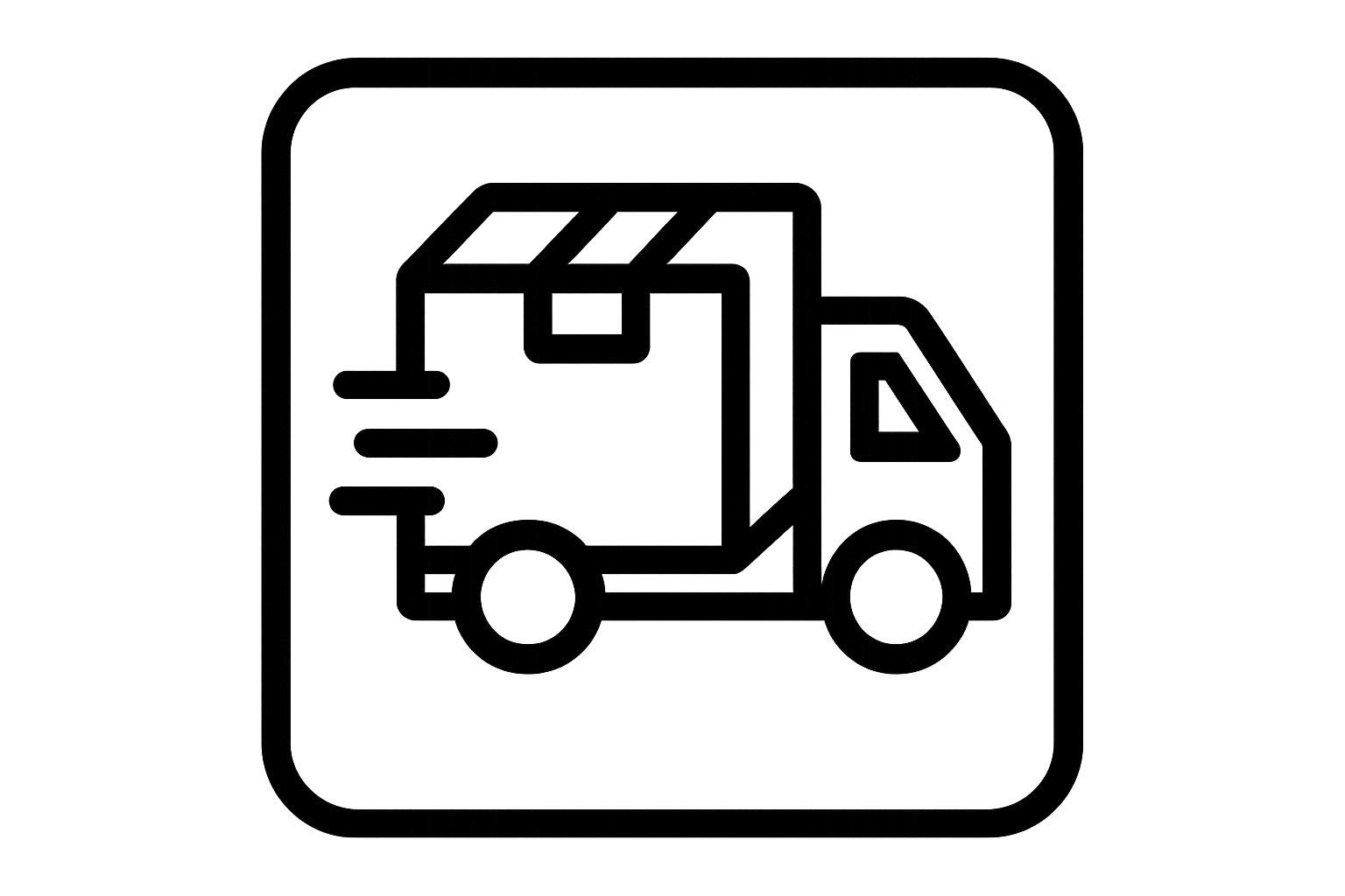 Icono de dimensiones cuadradas, en Blanco y Negro para mostrar el concepto "Envío Gratis".  contornos del dibujo gruesos bien definidos. NO Debe contener Texto.